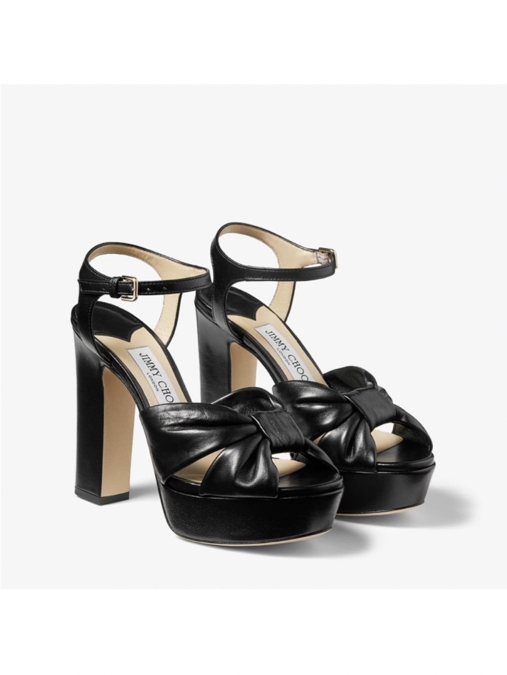 New Jimmy Choo Heloise Leather Knot Platform Sandals $1,050 36